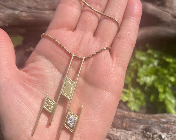 Diamond Pendant, Geometric Pendant, Gold Diamond Pendant