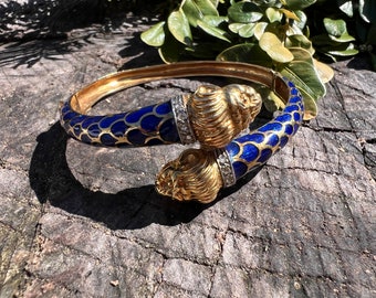 Gold Chimera Bangle, Chimera Bangle, Double Lion Bangle, Lion Head Bangle