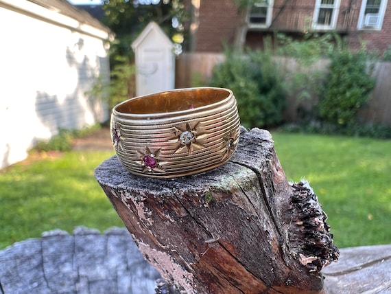 Wide Ruby Band, Diamond and Ruby Band, Ruby Wide … - image 1