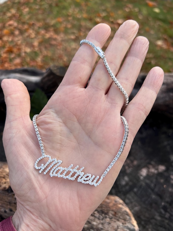 Diamond Matthew Name Plate, Matthew Name Necklace… - image 12