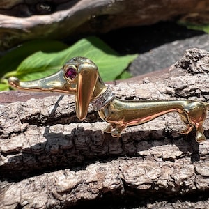 Gold Dog Brooch, Dachshund  Dog Brooch, Dog Brooch, Dachshund Brooch, Dog Pin