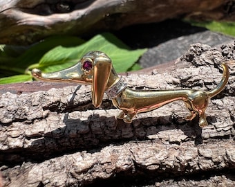 Gold Dog Brooch, Dachshund  Dog Brooch, Dog Brooch, Dachshund Brooch, Dog Pin