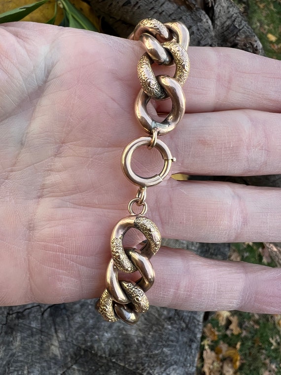 Victorian Gold Bracelet, Chunky Wide Gold Bracele… - image 7