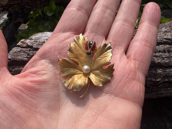 Maple Leaf Pendant, Ladybug Brooch, Maple Leaf Pi… - image 5