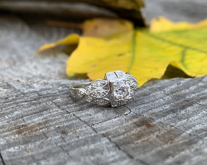 Art Deco Engagement Ring, Antique Engagement Ring , Art Deco Diamond, Conflict Free, Alternative Ring, Art Deco Ring, Filigree Ring