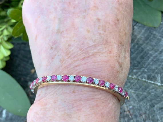 Ruby and Diamond Bangle, Ruby Bracelet, July Birt… - image 4