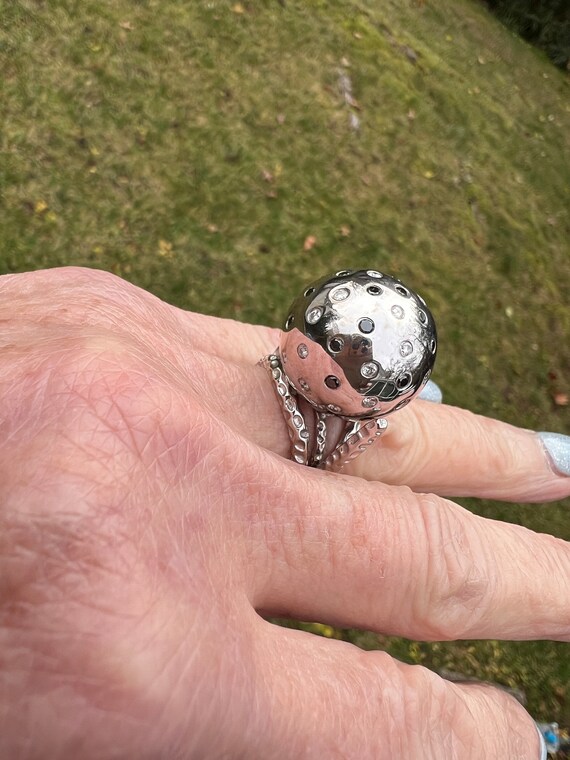 Diamond Cluster Ring, Diamond Dome Ring, White Go… - image 5