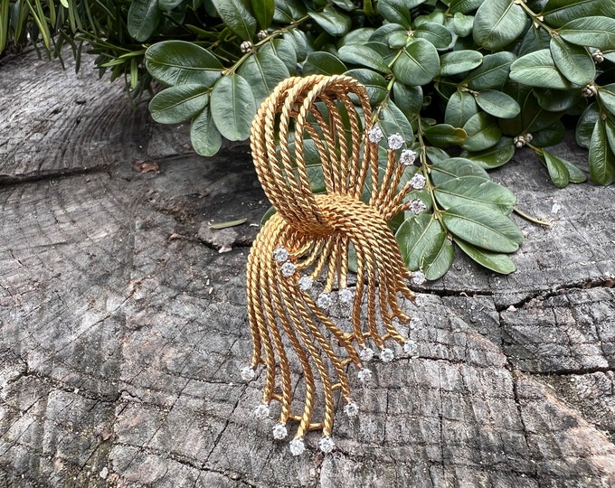 Diamond Spray Pin Brooch, Diamond Swirl Pin, Diamond Swirl Pendant