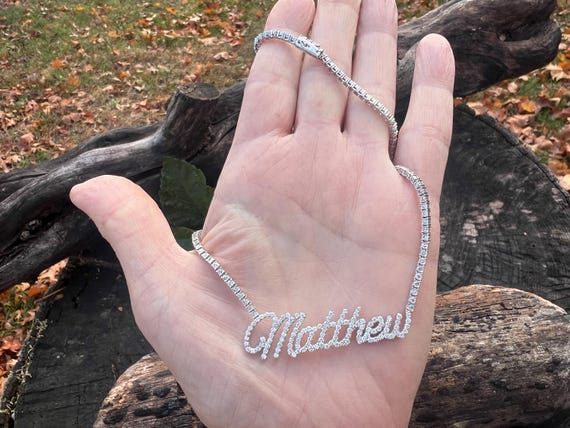 Diamond Matthew Name Plate, Matthew Name Necklace… - image 9