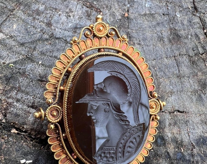 Victorian Intaglio Pendant, Carnelian Intaglio Pendant, Carved Intaglio