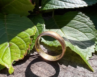 Antique Gold Band, 14K Gold Band, Wide Gold Band, Gold Stacking Band, Gold Band Size 7.25