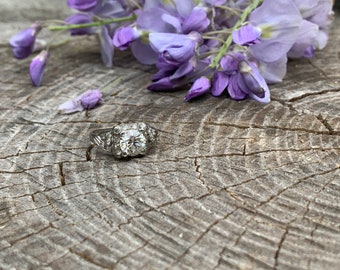 Art Deco Platinum Diamond Engagement Ring, Art Deco Diamond Ring, Conflict Free