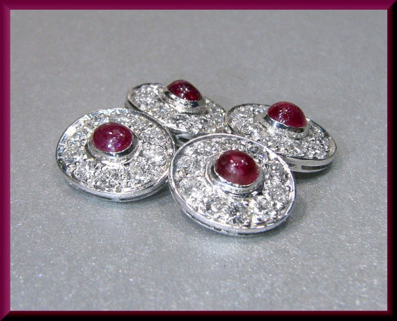 Vintage Platinum Diamond and Ruby Double Sided Me… - image 5