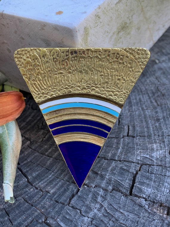 Gold Triangle Pendant, Large Triangle Pendant, En… - image 3