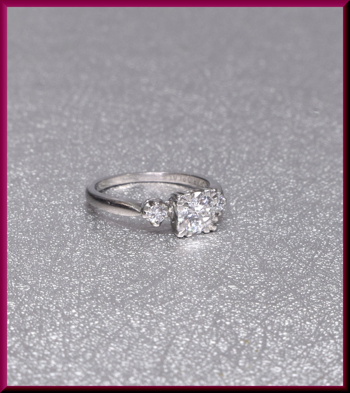 Retro Engagement Ring 1940s Engagement Ring Antique | Etsy