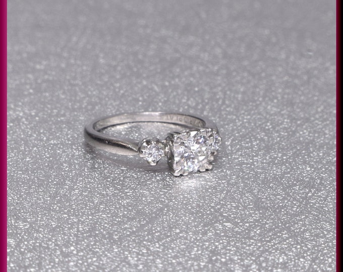 Retro Engagement Ring, 1940s Engagement Ring, Antique Engagement, Conflict Free, Alternative Ring, Vintage Diamond Ring