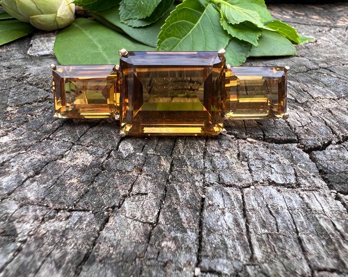 Citrine Brooch, Yellow Citrine Brooch, Citrine Pin, Large Citrine Brooch
