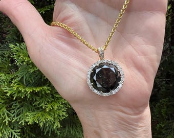 Black Diamond Pendant, Gold and Diamond Pendant, Black Diamond Necklace