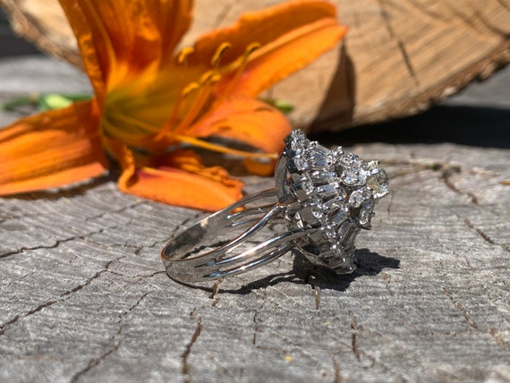 Diamond Cluster Ring, Baguette Diamond Ring, Marq… - image 2