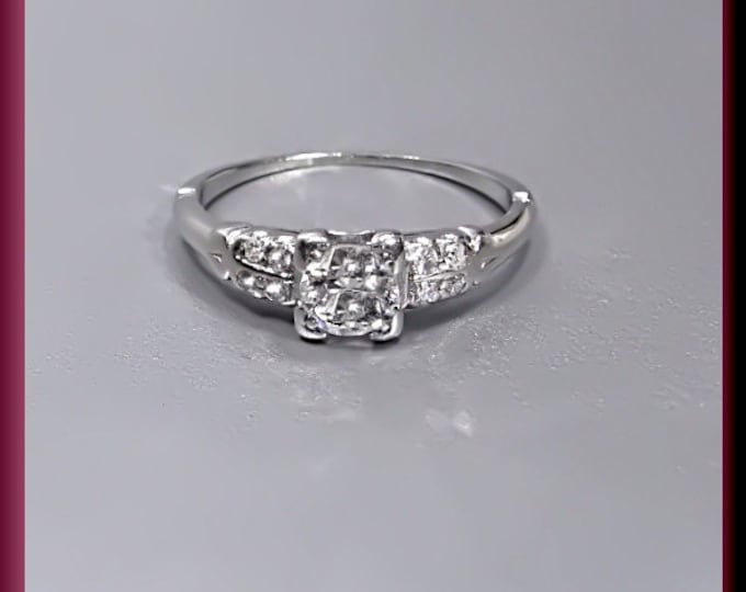 Vintage Diamond Engagement Ring Antique Diamond Engagement Ring with Old European Cut Diamond Platinum Wedding Ring - ER 266M