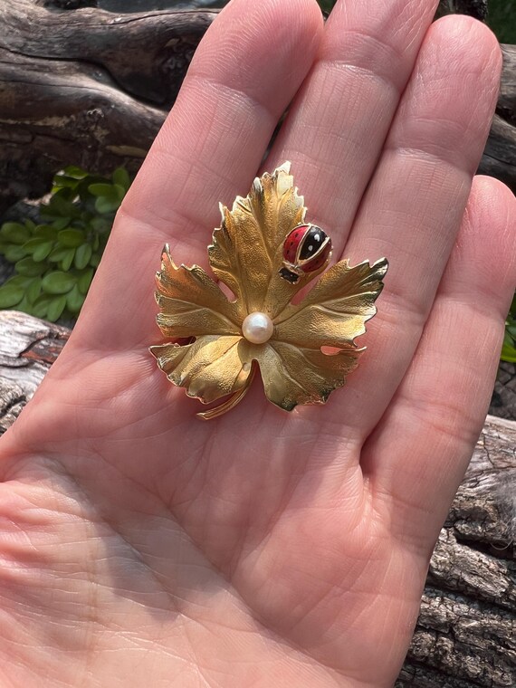 Maple Leaf Pendant, Ladybug Brooch, Maple Leaf Pi… - image 7
