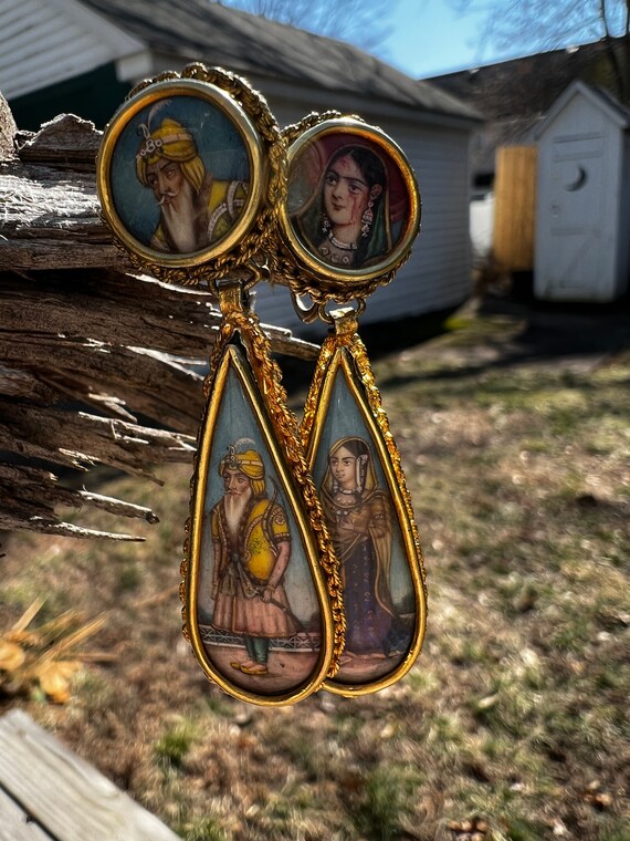 Victorian Portrait Earrings, Victorian Dangle Ear… - image 2