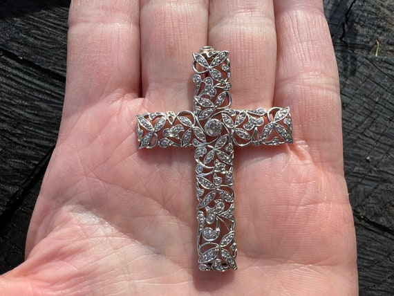 Edwardian Cross, Diamond Cross, Platinum Cross, L… - image 9