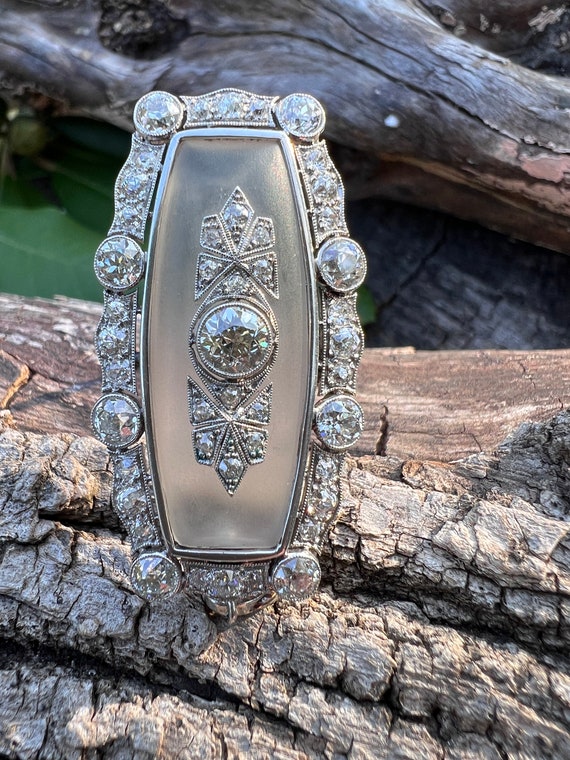 Art Deco Brooch, Art Deco Diamond Brooch, Crystal… - image 2