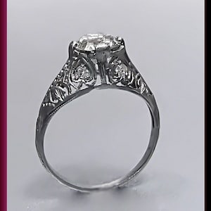 Antique Diamond Engagement Ring Filigree Engagement Ring with Old European Cut Diamond Wedding Ring- ER 390M