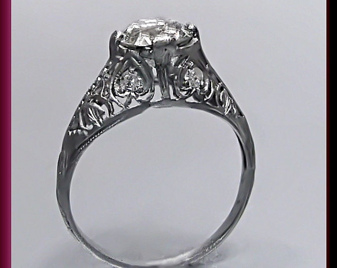 Antique Diamond Engagement Ring Filigree Engagement Ring with Old European Cut Diamond Wedding Ring- ER 390M