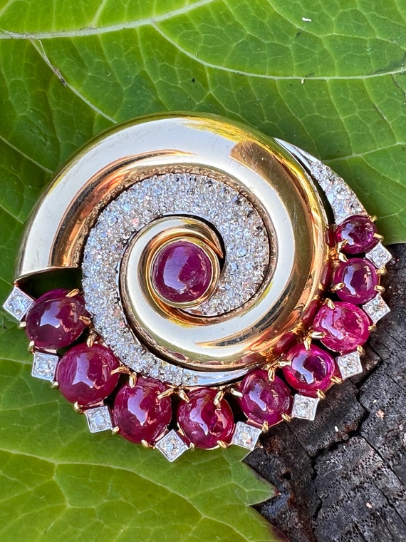 Retro Ruby Brooch, Retro Diamond Brooch, Ruby and… - image 5