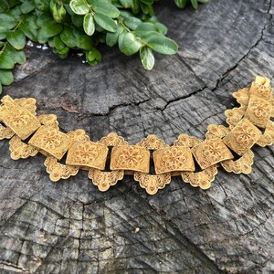 Wide Gold Bracelet, Chunky Gold Bracelet, Wide Flower Bracelet image 3