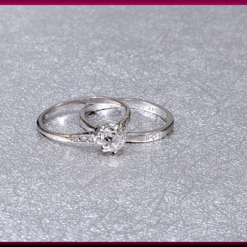 Antique Engagement Ring .51ct. Diamond & Platinum Art Deco - Etsy