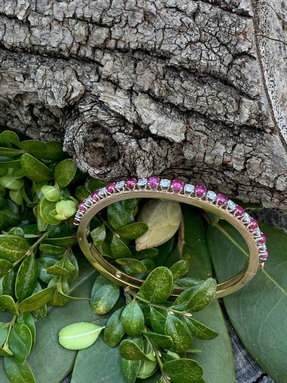 Ruby and Diamond Bangle, Ruby Bracelet, July Birt… - image 5