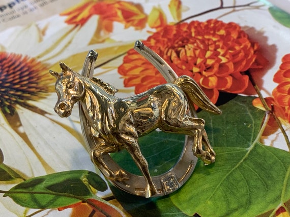 Diamond Horse Pin Gold Horse Brooch Equestrian Pin Horse