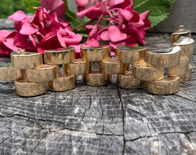 Gold Chunky Link Bracelet, Wide Gold Bracelet, Chunky Link Bangle