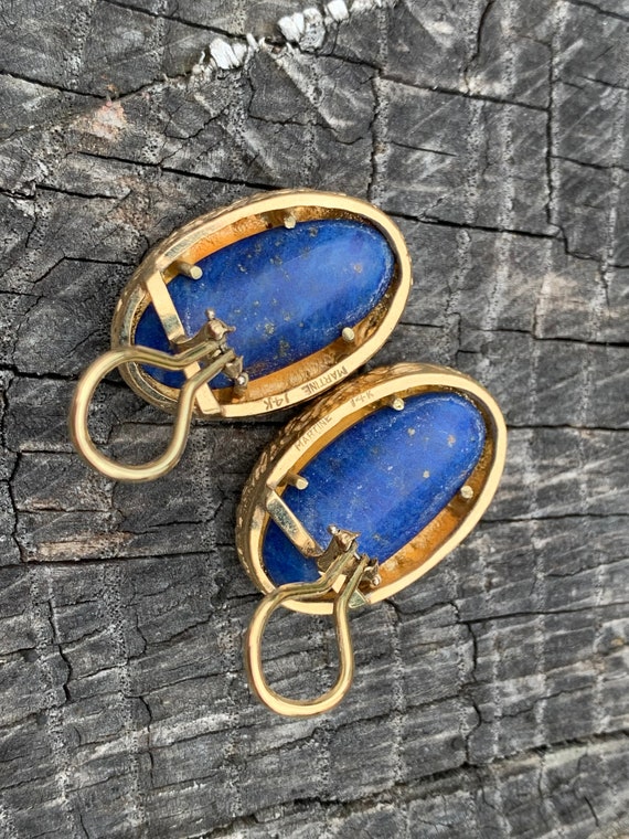 Yellow Gold Lapis Earrings, Lapis Earrings, Gold … - image 8