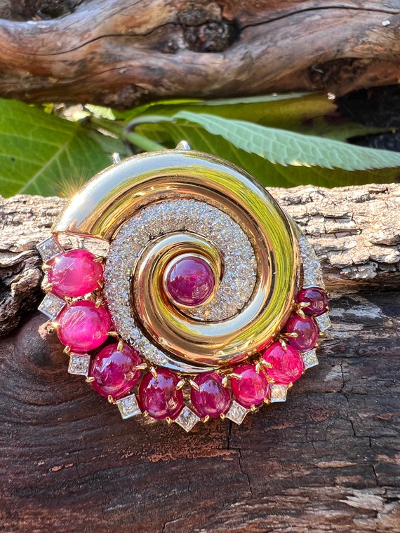 Retro Ruby Brooch, Retro Diamond Brooch, Ruby and… - image 9