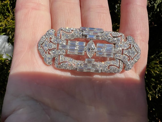 Art Deco Diamond Brooch, Deco Diamond Pin, Diamon… - image 3