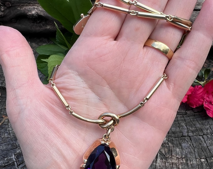 Amethyst Pendant, Gold and Amethyst Pendant, Amethyst  Necklace, February Birthstone