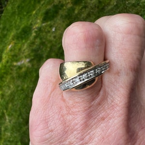 Gold Cigar Band, Diamond Cigar Band, Chunky Gold Ring, Wide Gold Band, Wide Diamond Band