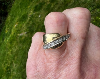 Gold Cigar Band, Diamond Cigar Band, Chunky Gold Ring, Wide Gold Band, Wide Diamond Band