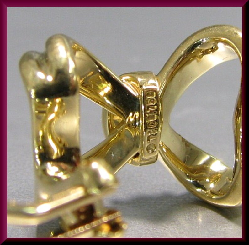 Vintage Tiffany and Company 18K Yellow Gold Bow Earrings Etsy