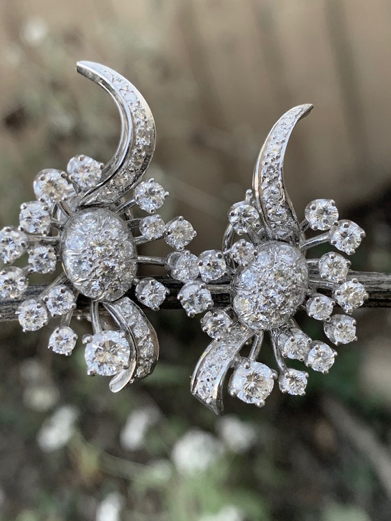 Diamond Cluster Earrings, Bridal Earrings, Diamond