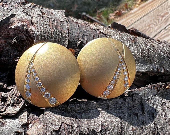 Diamond Disc Earring, Diamond Dome Earrings, Diamond X Earrings, Gold Button Earrings