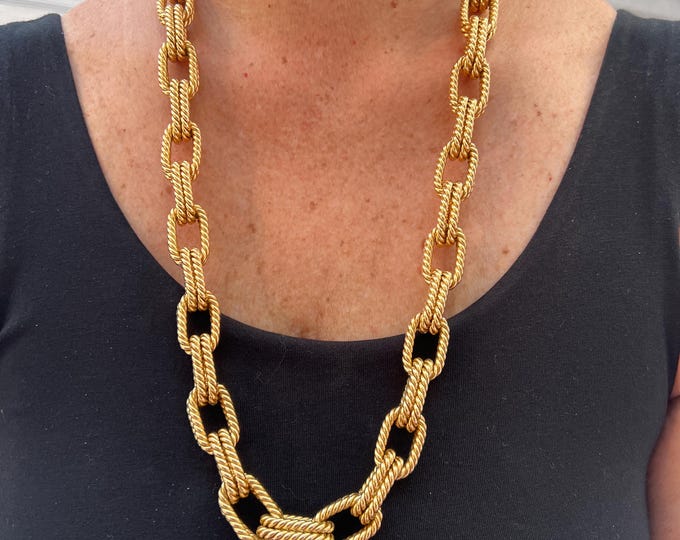 Yellow Gold Necklace, Wide Gold Necklace, Chunky Gold Necklace