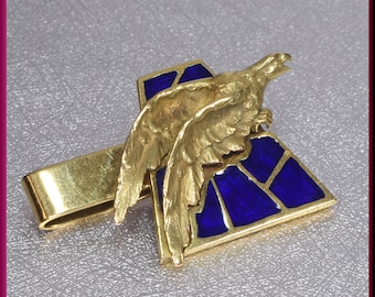 Blue Enamel Money Clip,  Eagle Money Clip, Gold Money Clip, Unique Money Clip, Grooms Gift for Him Anniversary Gift