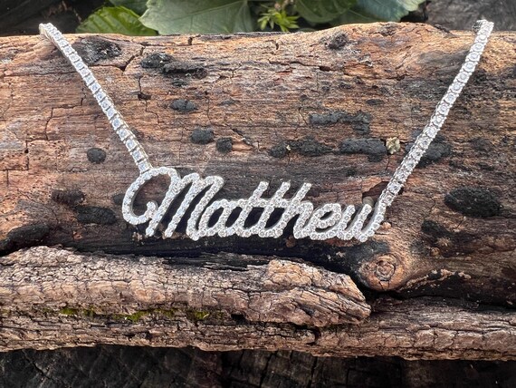 Diamond Matthew Name Plate, Matthew Name Necklace… - image 7