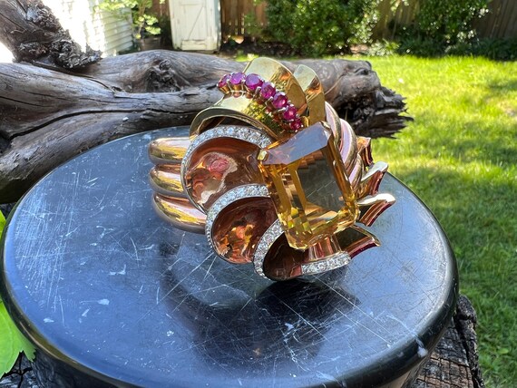 Citrine and Diamond Bangle, Citrine Cuff, Citrine… - image 7