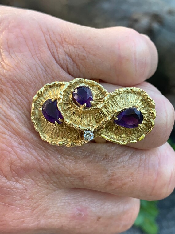 Yellow Gold Amethyst Ring, Amethyst Statement Rin… - image 6